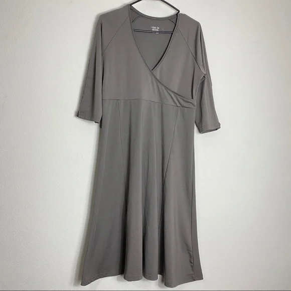 Columbia Gray Faux Wrap Midi Dress L